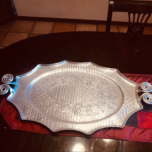 MID CENTURY MODERN ANTIQUE ALUMINUM SERVING TRAY - Picture 10 of 12